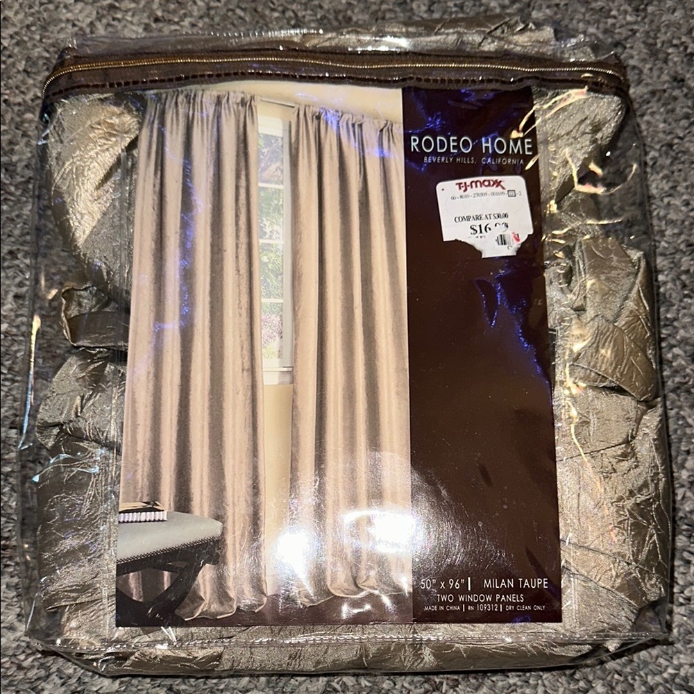 NWT Rodeo Home Milan Taupe Two Window Panels 50” x 96” Curtains